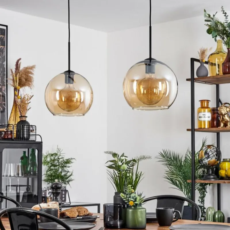 hofstein Suspension Verre 25 cm Koyoto Ambre, 2 lumières