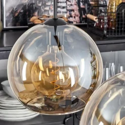 hofstein Suspension Verre 25 cm Koyoto Ambre, 2 lumières