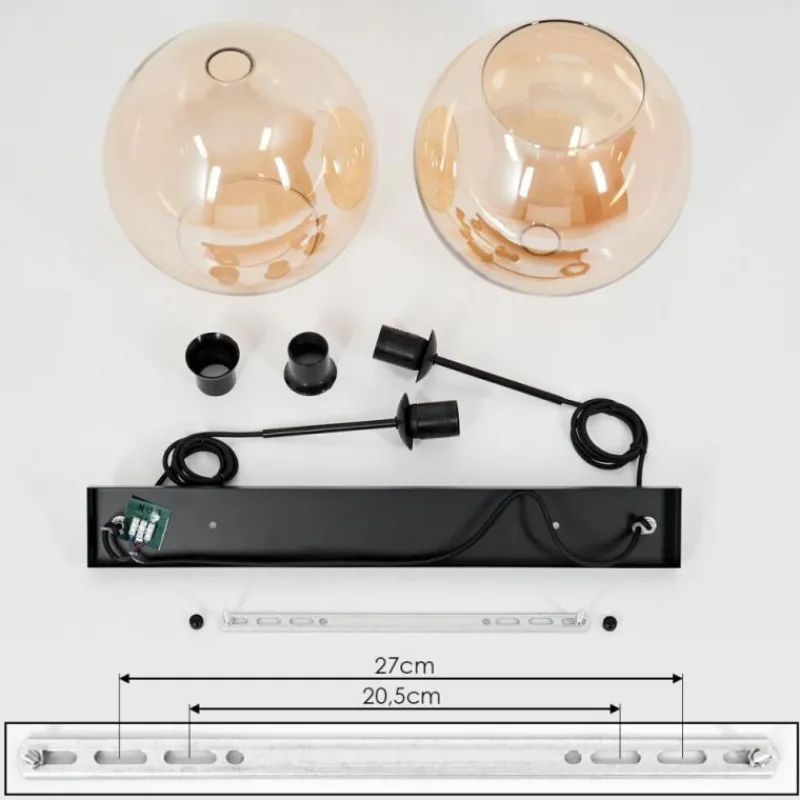 hofstein Suspension Verre 25 cm Koyoto Ambre, 2 lumières