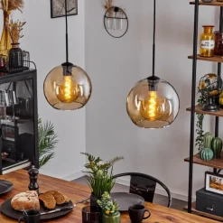 hofstein Suspension Verre 25 cm Koyoto Ambre, 2 lumières