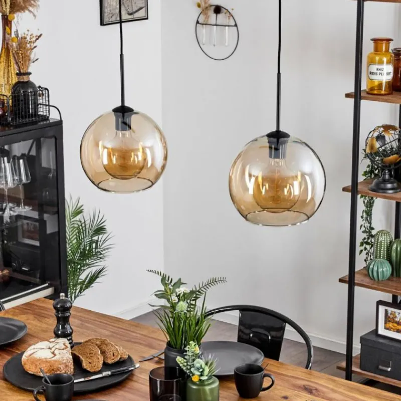 hofstein Suspension Verre 25 cm Koyoto Ambre, 2 lumières