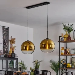 hofstein Suspension Verre 30 cm Koyoto Or, Clair, 2 lumières