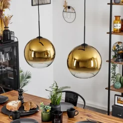 hofstein Suspension Verre 30 cm Koyoto Or, Clair, 2 lumières