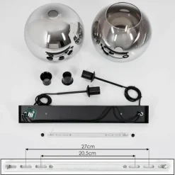 Suspension Verre Fumé-hofstein Suspension Verre 30 cm Koyoto Chrome, Clair, Fumé, 2 lumières