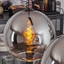 Suspension Verre Fumé-hofstein Suspension Verre 30 cm Koyoto Chrome, Clair, Fumé, 2 lumières