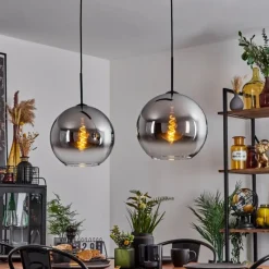 Suspension Verre Fumé-hofstein Suspension Verre 30 cm Koyoto Chrome, Clair, Fumé, 2 lumières