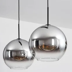 Suspension Verre Fumé-hofstein Suspension Verre 30 cm Koyoto Chrome, Clair, Fumé, 2 lumières