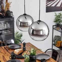 Suspension Verre Fumé-hofstein Suspension Verre 30 cm Koyoto Chrome, Clair, Fumé, 2 lumières