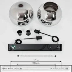 Suspension Verre Fumé-hofstein Suspension Verre 30 cm Koyoto Chrome, Fumé, 2 lumières