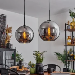 Suspension Verre Fumé-hofstein Suspension Verre 30 cm Koyoto Chrome, Fumé, 2 lumières