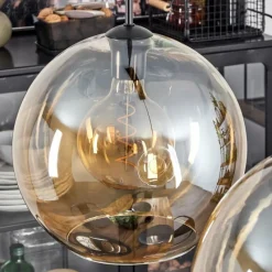 hofstein Suspension Verre 30 cm Koyoto Ambre, 2 lumières