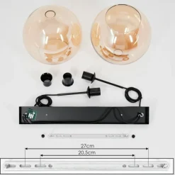 hofstein Suspension Verre 30 cm Koyoto Ambre, 2 lumières