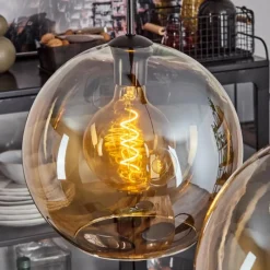 hofstein Suspension Verre 30 cm Koyoto Ambre, 2 lumières