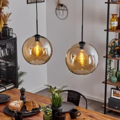 hofstein Suspension Verre 30 cm Koyoto Ambre, 2 lumières