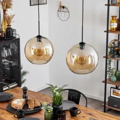 hofstein Suspension Verre 30 cm Koyoto Ambre, 2 lumières