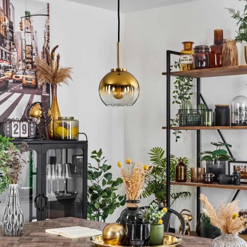 hofstein Suspension Verre 15 cm Koyoto Or, Noir, 1 lumière