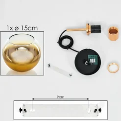 hofstein Suspension Verre 15 cm Koyoto Or, Noir, 1 lumière