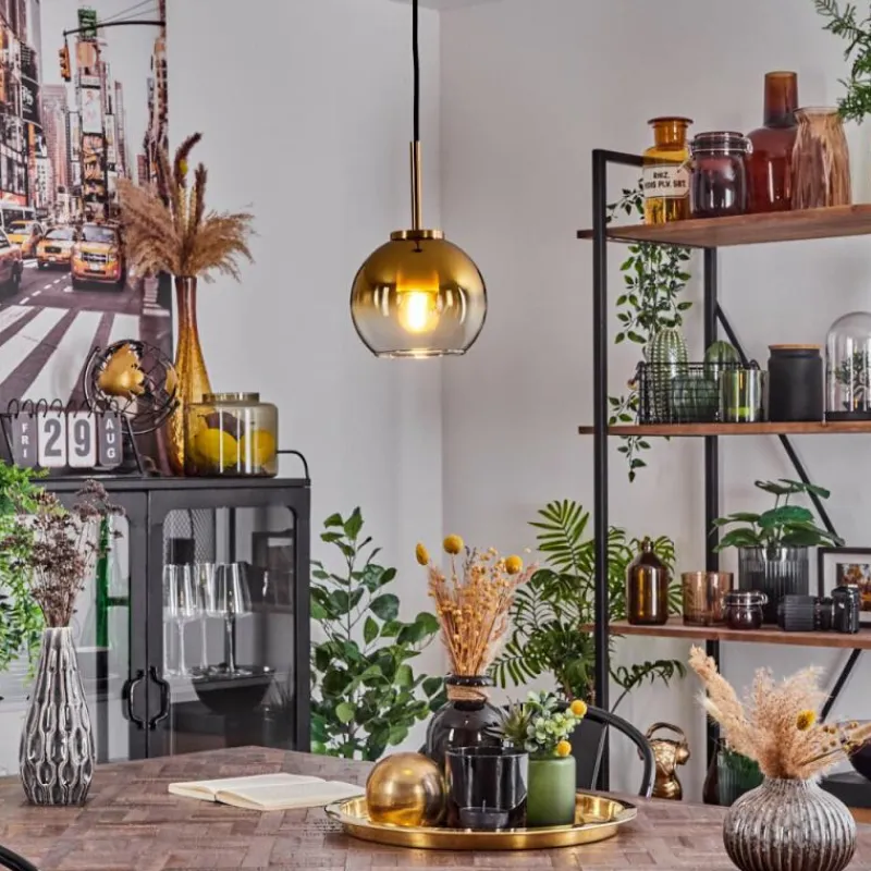 hofstein Suspension Verre 15 cm Koyoto Or, Noir, 1 lumière