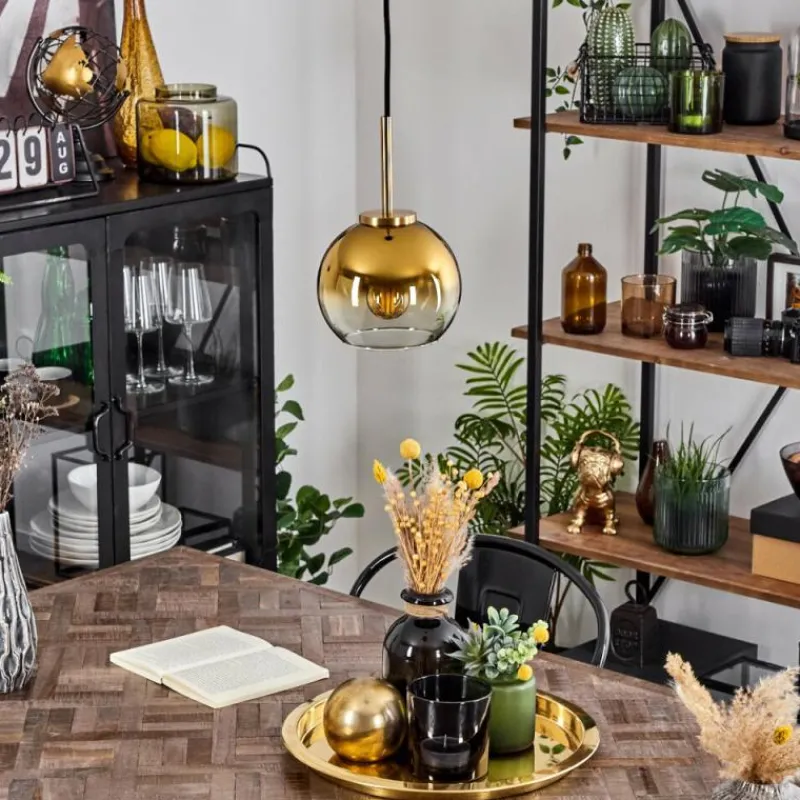 hofstein Suspension Verre 15 cm Koyoto Or, Noir, 1 lumière