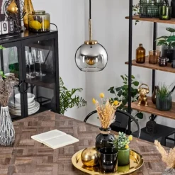 hofstein Suspension Verre 15 cm Koyoto Or, Noir, 1 lumière