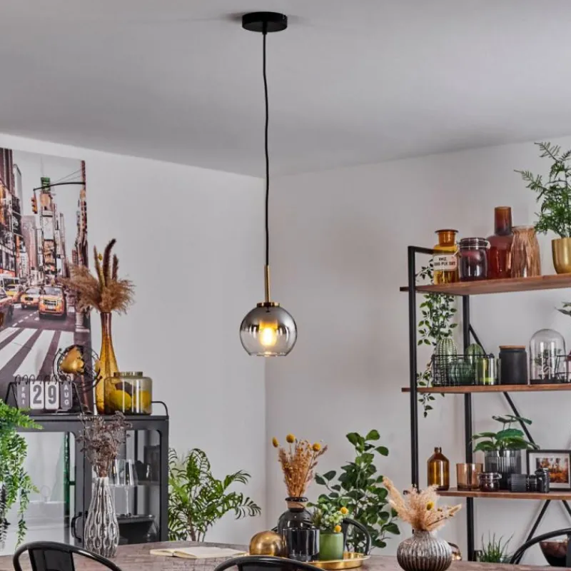 hofstein Suspension Verre 15 cm Koyoto Or, Noir, 1 lumière