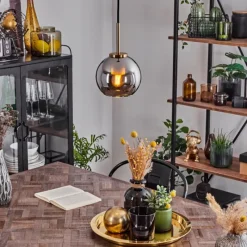 hofstein Suspension Verre 15 cm Koyoto Or, Noir, 1 lumière