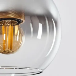 Lampes Dorées-hofstein Suspension Verre 15 cm Koyoto Or, Noir, 1 lumière