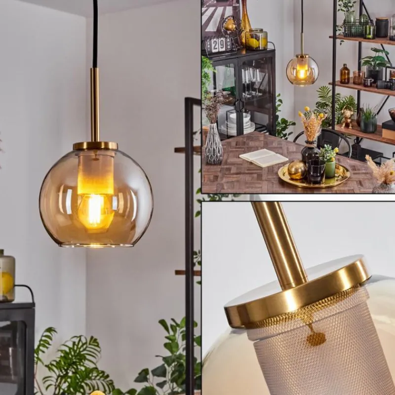 hofstein Suspension Verre 15 cm Koyoto Or, Noir, 1 lumière