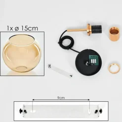 hofstein Suspension Verre 15 cm Koyoto Or, Noir, 1 lumière