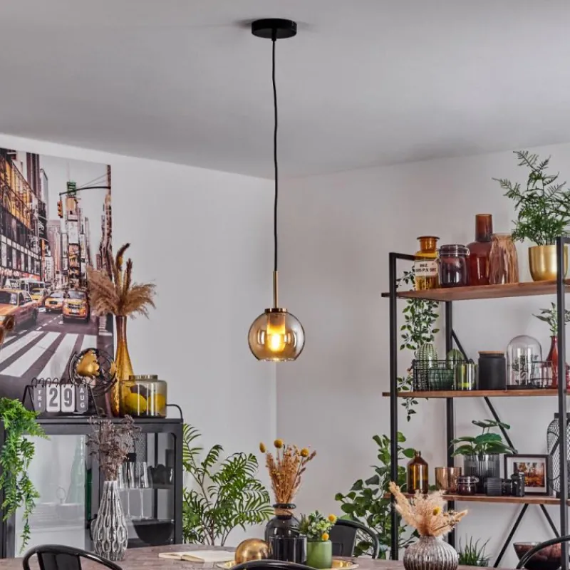 hofstein Suspension Verre 15 cm Koyoto Or, Noir, 1 lumière