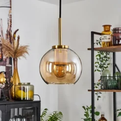 hofstein Suspension Verre 15 cm Koyoto Or, Noir, 1 lumière