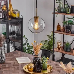 hofstein Suspension Verre 20 cm Koyoto Or, Noir, 1 lumière