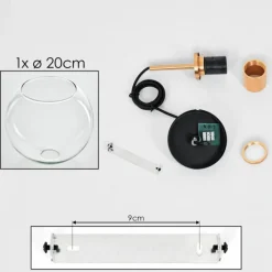 hofstein Suspension Verre 20 cm Koyoto Or, Noir, 1 lumière