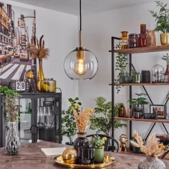 hofstein Suspension Verre 20 cm Koyoto Or, Noir, 1 lumière