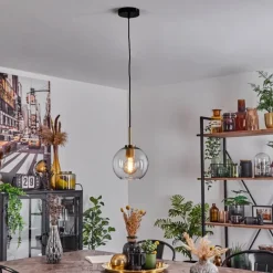 hofstein Suspension Verre 20 cm Koyoto Or, Noir, 1 lumière