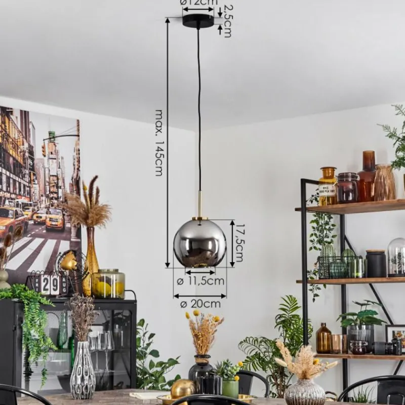 hofstein Suspension Verre 20 cm Koyoto Or, Noir, 1 lumière