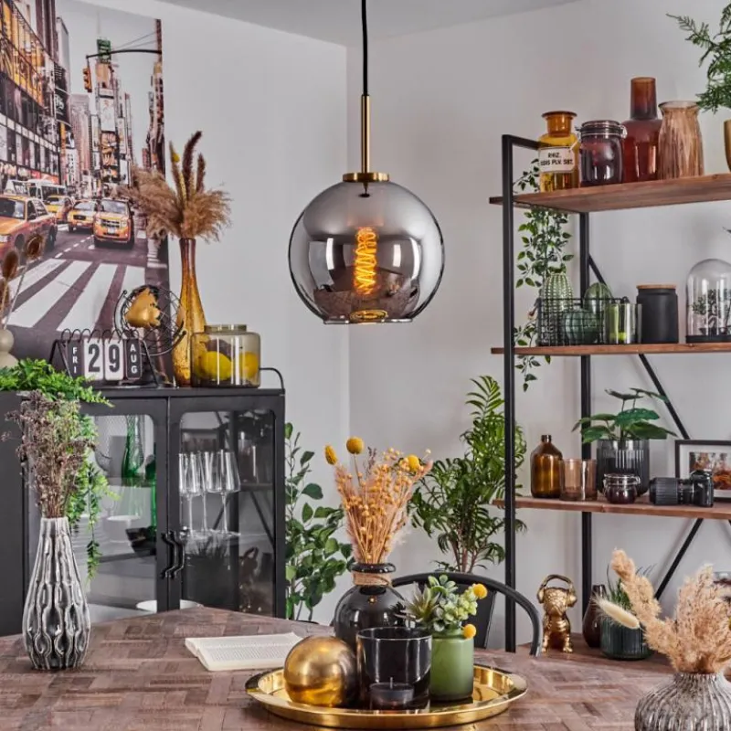 hofstein Suspension Verre 20 cm Koyoto Or, Noir, 1 lumière