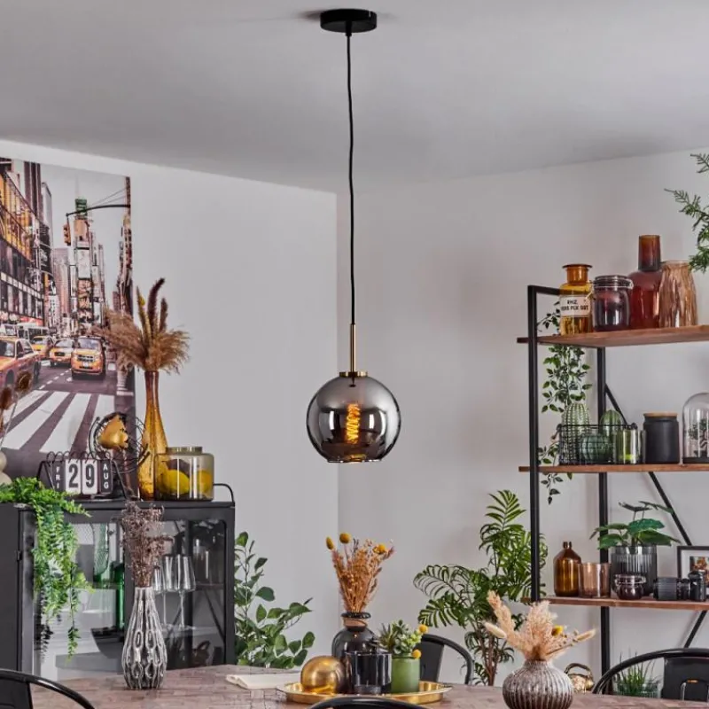 hofstein Suspension Verre 20 cm Koyoto Or, Noir, 1 lumière