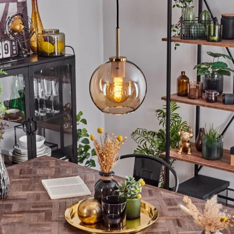 hofstein Suspension Verre 20 cm Koyoto Or, Noir, 1 lumière