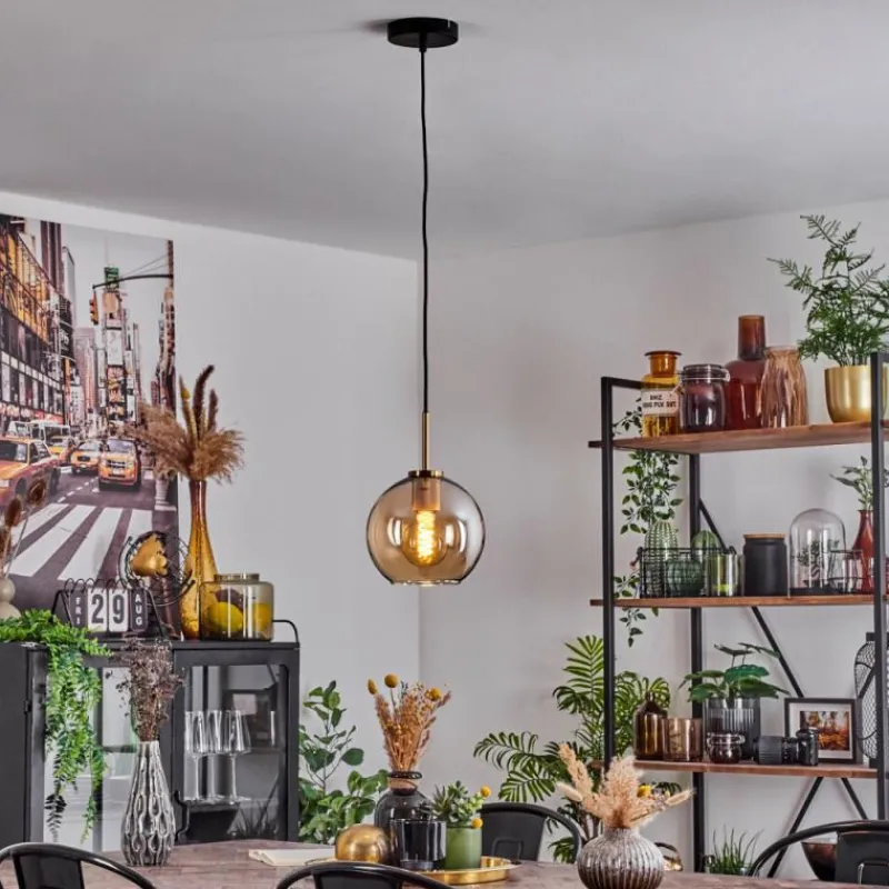 hofstein Suspension Verre 20 cm Koyoto Or, Noir, 1 lumière