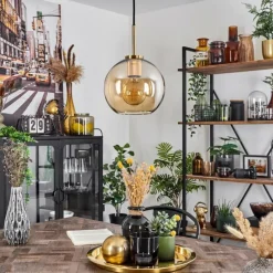 hofstein Suspension Verre 20 cm Koyoto Or, Noir, 1 lumière