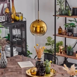 hofstein Suspension Verre 20 cm Koyoto Or, Noir, 1 lumière