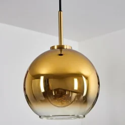 hofstein Suspension Verre 20 cm Koyoto Or, Noir, 1 lumière