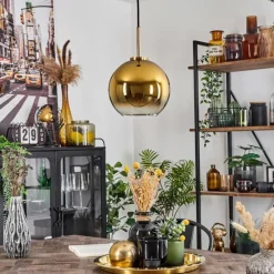 hofstein Suspension Verre 20 cm Koyoto Or, Noir, 1 lumière