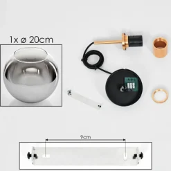 Lampes Dorées-hofstein Suspension Verre 20 cm Koyoto Or, Noir, 1 lumière