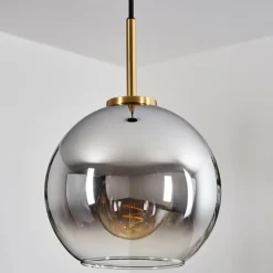 Lampes Dorées-hofstein Suspension Verre 20 cm Koyoto Or, Noir, 1 lumière