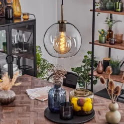 hofstein Suspension Verre 25 cm Koyoto Vieux laiton, 1 lumière