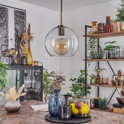 hofstein Suspension Verre 25 cm Koyoto Vieux laiton, 1 lumière