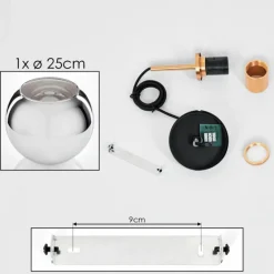 Lampes Dorées-hofstein Suspension Verre 25 cm Koyoto Or, Noir, 1 lumière