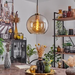 hofstein Suspension Verre 25 cm Koyoto Or, Noir, 1 lumière